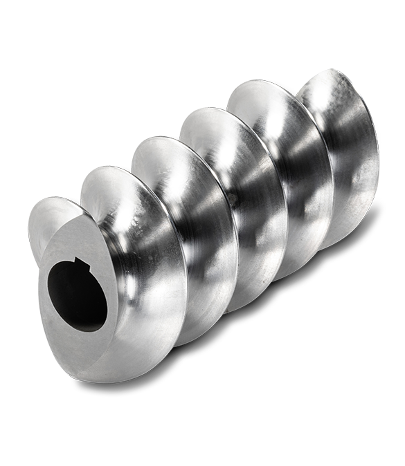 One shiny silver machined part.